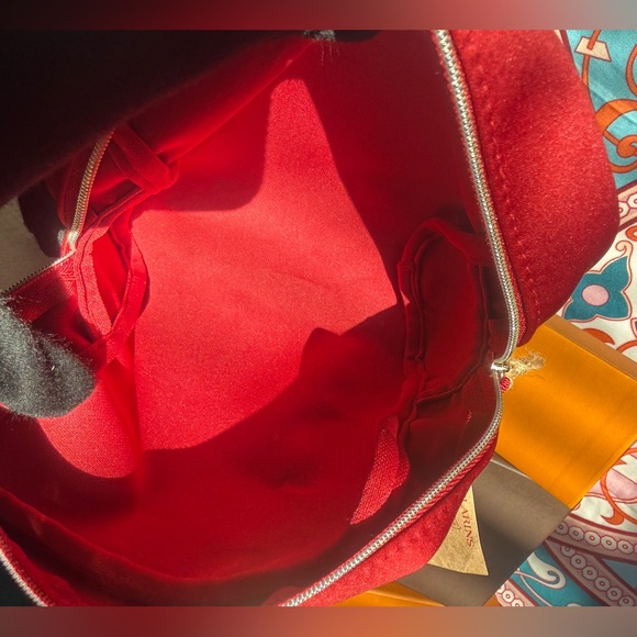 Clarins Vibrant Red Cosmetic Bag with Skincare Essentials - Picture 5 of 6